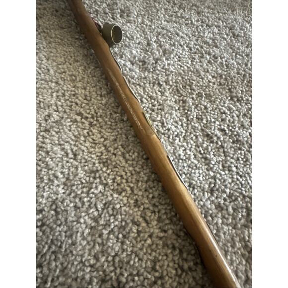 Vintage Steam Bent Wood Hiking Walking Stick With Alpine Badges - Picture 8 of 9